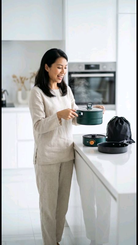 Electric Split Cooking Pot Foldable Multicooker #multicooker #electricpot #foldablepot #hotpot #ricecooker #portablecooker #kitchenappliances #travelc