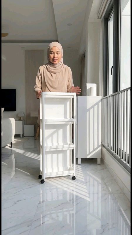 Slim Rolling Storage Trolley Rack (Space-Saving Kitchen & Bathroom Organizer)  #StorageRack #TrolleyRack #HomeOrganization #SpaceSaving #kitchen